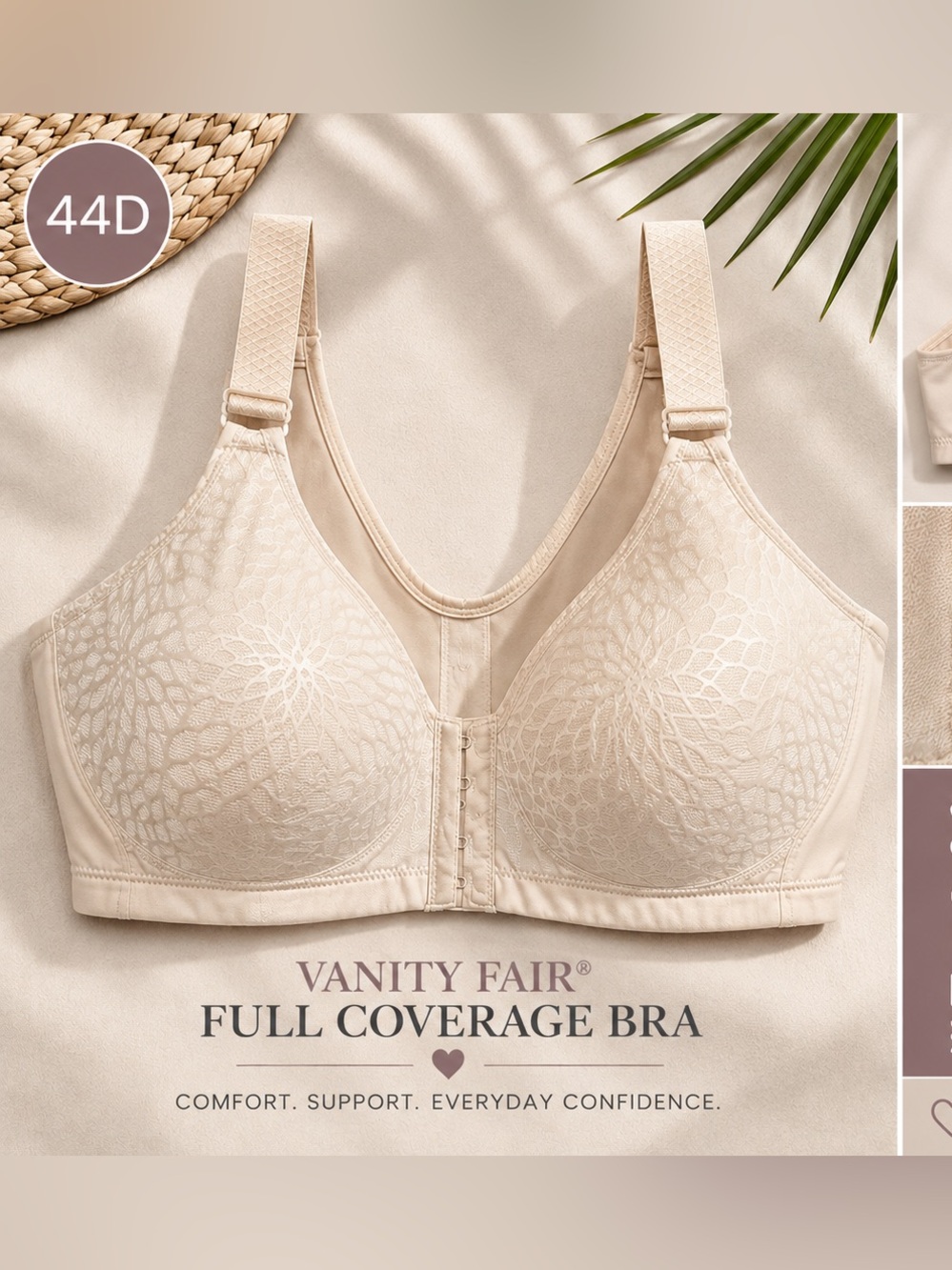 Vanity Fair Full Coverage Bra - Light Beige SIZE 44D